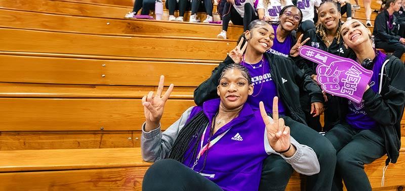 group of students on the bleachers